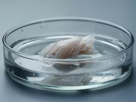 Ein steriles Labor-Gefäß mit einer kleinen, biologischen Gewebeprobe in einer klaren Nährlösung. - Foto: über boerse-global.de