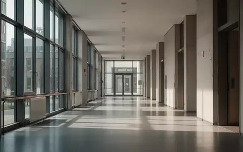 Ein heller, leerer Flur in einem modernen öffentlichen Gebäude mit natürlichem Lichteinfall. - Foto: über boerse-global.de