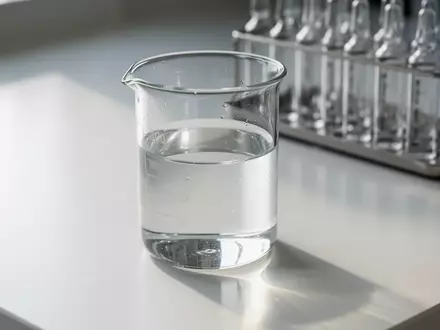 Ein leeres Glasbecherglas und medizinische Fläschchen auf einem sauberen, weißen Labortisch bei natürlichem Licht. - Foto: über boerse-global.de