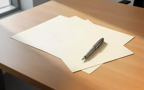 Ein minimalistischer, heller Schreibtisch mit einem Füllfederhalter und einem leeren Blatt Papier in einer sauberen Büroumgebung. - Foto: über boerse-global.de