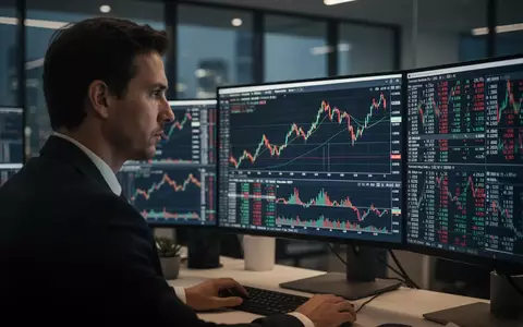 Ein Finanzhändler betrachtet besorgt komplexe Aktienkurse an einem Computerbildschirm in einem modernen Büro. - Foto: über boerse-global.de
