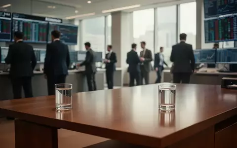 Ein moderner, unscharfer Börsensaal mit natürlichem Lichteinfall und einem leeren Schreibtisch im Fokus. - Foto: über boerse-global.de