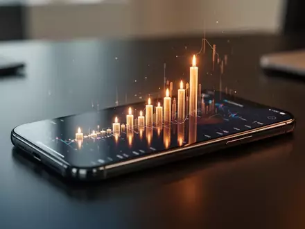 Ein Smartphone auf einem Schreibtisch zeigt einen positiven Kursverlauf in Form eines digitalen Charts. - Foto: über boerse-global.de