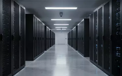 Ein moderner, minimalistischer Serverraum mit glänzenden Böden und matten Schaltschränken in kühler Beleuchtung. - Foto: über boerse-global.de