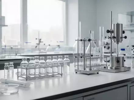 Ein steriler, modern eingerichteter Laborarbeitsplatz mit medizinischen Glasfläschchen in einem hellen, wissenschaftlichen Umfeld. - Foto: über boerse-global.de