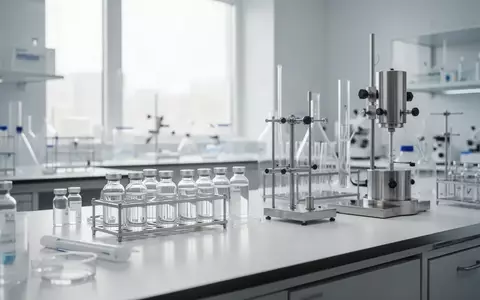 Ein steriler, modern eingerichteter Laborarbeitsplatz mit medizinischen Glasfläschchen in einem hellen, wissenschaftlichen Umfeld. - Foto: über boerse-global.de