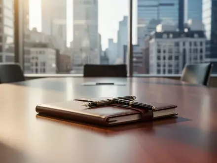 Moderner Konferenztisch in einem Büro mit Blick auf das Finanzviertel. - Foto: über boerse-global.de
