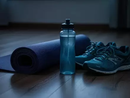 Symbolbild: Yogamatte, Trinkflasche und Laufschuhe - Foto: über boerse-global.de