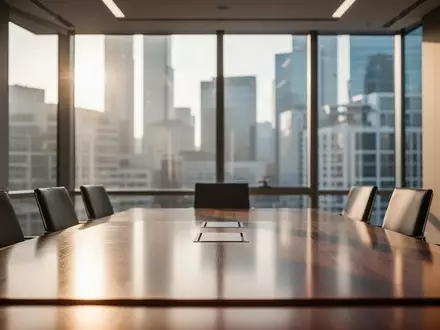Moderner Konferenzraum mit Sonnenlicht, der eine professionelle Finanzumgebung darstellt. - Foto: über boerse-global.de