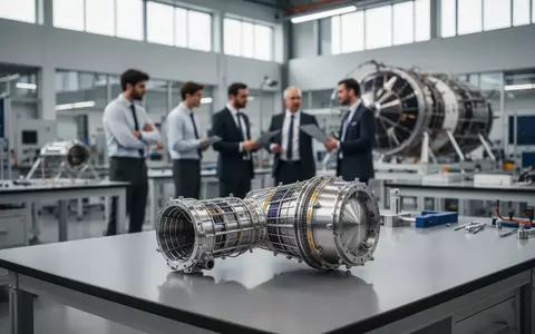 Ein technisches Bauteil aus der Luft- und Raumfahrttechnik auf einer Werkbank in einem modernen Ingenieurbüro. - Foto: über boerse-global.de