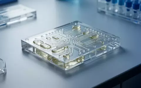 Ein Mikrofluidik-Chip auf einem sterilen Labortisch, der stellvertretend für moderne alternative Forschungsmethoden steht. - Foto: über boerse-global.de