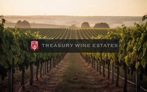 Reihen von Weinreben in einer modernen Weinbaulandschaft während der goldenen Stunde. - Foto: über boerse-global.de