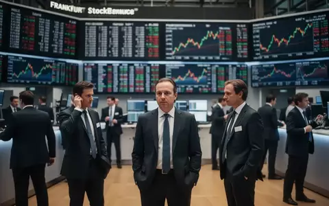 Börsenparkett der Frankfurter Wertpapierbörse mit Händlern in Geschäftskleidung vor unscharfen Anzeigetafeln. - Foto: über boerse-global.de