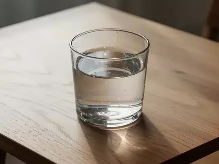 Ein klares Glas Wasser auf einem minimalistischen Holztisch bei natürlichem Tageslicht. - Foto: über boerse-global.de