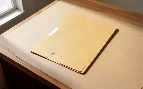 Ein leerer Aktenordner auf einem schlichten Holztisch in einer hellen, bürokratischen Umgebung. - Foto: über boerse-global.de