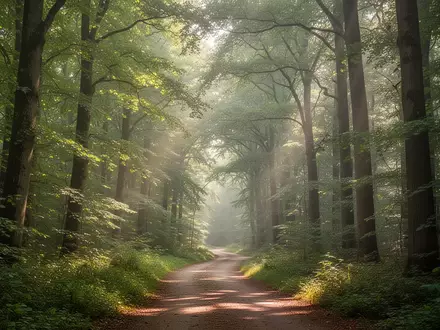 Ein sonnendurchfluteter Waldweg im Grünen, der eine ruhige und lebendige Atmosphäre vermittelt. - Foto: über boerse-global.de