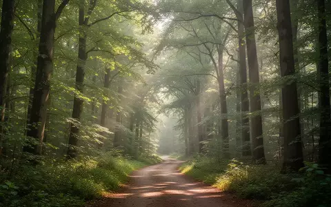 Ein sonnendurchfluteter Waldweg im Grünen, der eine ruhige und lebendige Atmosphäre vermittelt. - Foto: über boerse-global.de