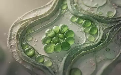 Nahaufnahme von Chloroplasten in einer Pflanzenzelle unter einem Mikroskop zur Veranschaulichung zellulärer Strukturen. - Foto: über boerse-global.de
