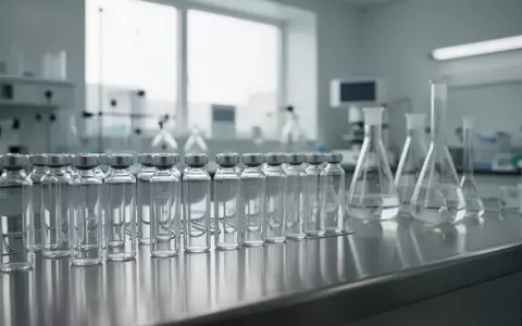 Ein modernes medizinisches Labor mit Glasfläschchen auf einer Edelstahloberfläche. - Foto: über boerse-global.de