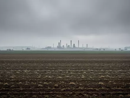 Weite, landwirtschaftliche Flächen im bayerischen Umland bei bewölktem Himmel mit einem Industriegebiet am Horizont. - Foto: über boerse-global.de