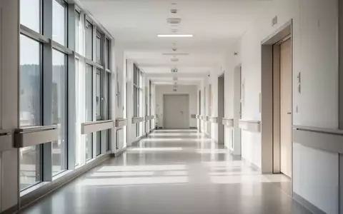 Ein heller, minimalistischer Flur in einem modernen Krankenhaus in Baden-Württemberg mit natürlichem Lichteinfall. - Foto: über boerse-global.de