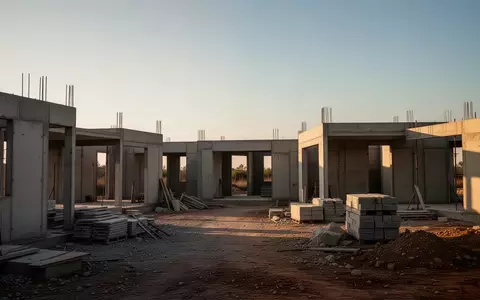 Eine unbebaute, minimalistische Baustelle bei Sonnenuntergang, die den Wandel und die langfristige Natur von Immobilieninvestitionen symbolisiert. - Foto: über boerse-global.de