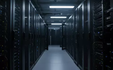 Dunkler Serverraum mit schlichten, unbeleuchteten Serverschränken in einer industriellen Umgebung. - Foto: über boerse-global.de