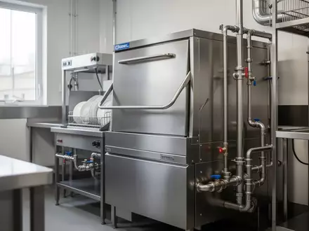 Professionelle Industriespülmaschine in einer modernen Gewerbeküche als Symbol für die Umstellung auf Mehrwegsysteme. - Foto: über boerse-global.de