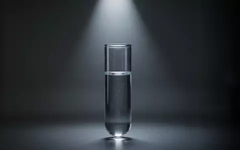 Ein einzelnes Reagenzglas in einem minimalistischen, dunkel gehaltenen Labor, das den Fokus auf medizinische Forschung und Entzündungsprozesse legt. - Foto: über boerse-global.de