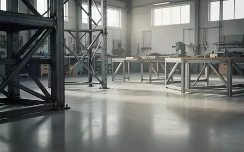 Ein minimalistischer, aufgerĂ€umter Werkstattbereich mit Betonboden und einfallendem Tageslicht. - Foto: ĂŒber boerse-global.de