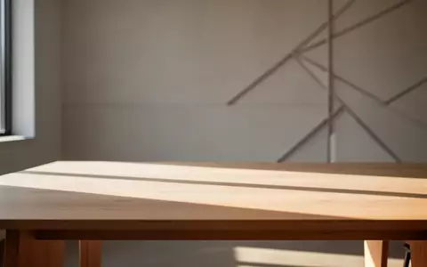 Ein minimalistischer, sonnendurchfluteter Arbeitsplatz mit einem leeren Holztisch und weichem, natürlichem Licht. - Foto: über boerse-global.de