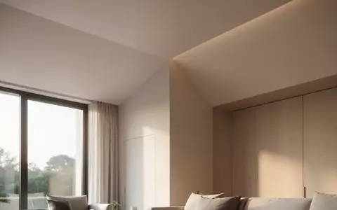 Ein minimalistisch gestalteter Wohnraum mit Fokus auf die Architektur einer Decken- und Wandecke bei natürlichem Licht. - Foto: über boerse-global.de