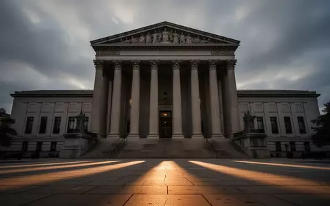 Ein imposantes, neoklassizistisches Gerichtsgebäude mit massiven Steinsäulen unter einem bewölkten Himmel. - Foto: über boerse-global.de