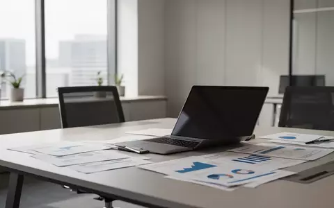 Ein moderner, minimalistischer Büroschreibtisch mit einem Laptop und Finanzunterlagen in einem hellen, professionellen Umfeld. - Foto: über boerse-global.de