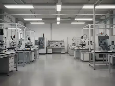 Ein minimalistisches, helles Industrielabor mit präziser technischer Ausstattung und geordneten Arbeitsbereichen. - Foto: über boerse-global.de