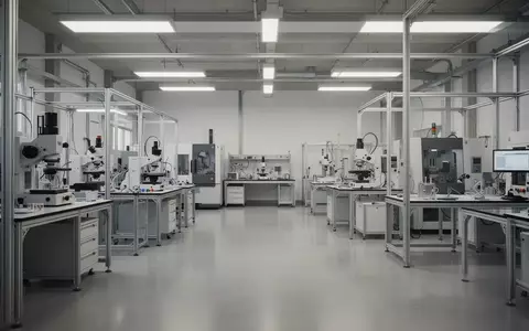Ein minimalistisches, helles Industrielabor mit präziser technischer Ausstattung und geordneten Arbeitsbereichen. - Foto: über boerse-global.de