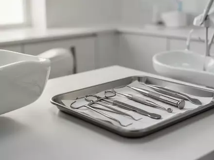 Sterile zahnmedizinische Instrumente in einer hellen, minimalistischen Praxisumgebung - Foto: über boerse-global.de
