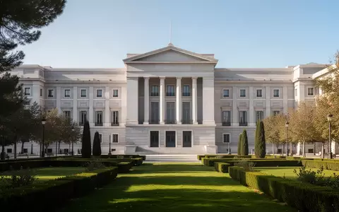 Die neoklassizistische Fassade des Palacio de la Moncloa in Madrid bei Tageslicht. - Foto: über boerse-global.de