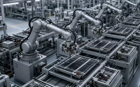 Automatisierte Produktionsstraße für Lithium-Ionen-Batterien in einer modernen Fabrik. - Foto: über boerse-global.de