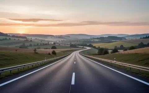 Eine leere, moderne Autobahn in einer hügeligen tschechischen Landschaft bei Tagesanbruch. - Foto: über boerse-global.de