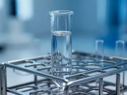 Ein zentrifugiertes Probenröhrchen in einem Laborständer in einer sterilen, klinischen Umgebung. - Foto: über boerse-global.de
