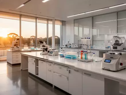 Ein modernes, minimalistisches Labor mit wissenschaftlichen Geräten in hellem Tageslicht. - Foto: über boerse-global.de