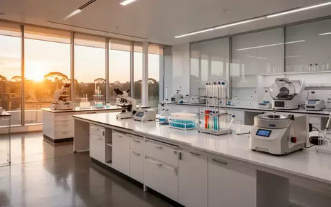 Ein modernes, minimalistisches Labor mit wissenschaftlichen Geräten in hellem Tageslicht. - Foto: über boerse-global.de
