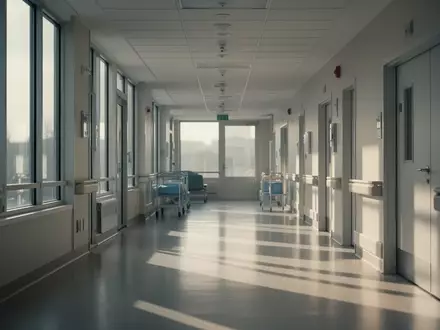 Ein heller, moderner Krankenhausflur mit einfallendem Tageslicht und klaren architektonischen Linien. - Foto: über boerse-global.de