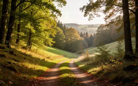 Ein sonnendurchfluteter Waldweg in einer ländlichen Umgebung im Frühherbst, der zu Spaziergängen einlädt. - Foto: über boerse-global.de