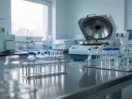 Ein steriles, modernes medizinisches Labor mit wissenschaftlichen Geräten und Glasphiolen in natürlichem Tageslicht. - Foto: über boerse-global.de