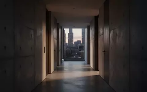 Ein minimalistischer, moderner Wohnungsflur in der Dämmerung mit Fokus auf Architektur und Lichtstimmung. - Foto: über boerse-global.de