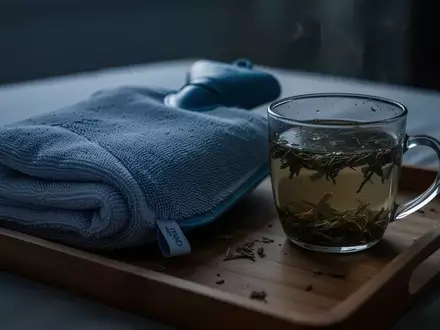 Symbolbild: Wärmflasche, Handtuch und Kräutertee - Foto: über boerse-global.de