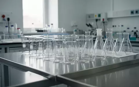Ein steriles medizinisches Labor mit gläsernen Laborgeräten auf einem Edelstahltisch in natürlichem Licht. - Foto: über boerse-global.de