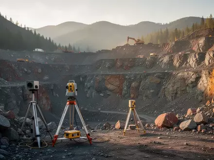 Eine weitläufige Bergbaustätte in einer bergigen Landschaft mit geologischer Ausrüstung im Vordergrund. - Foto: über boerse-global.de